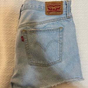 Levis classic Distressed Light Blue Denim Shorts